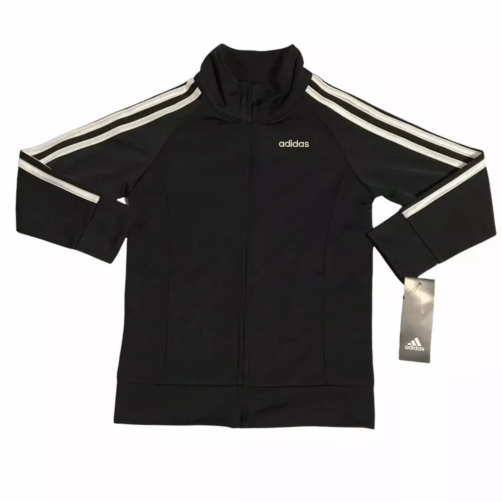 Adidas Little Girls 2pc Tracksuit Jacket & Joggers Outfit Set Size 4 Black-White